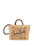 Borsa tote in paglia con cristalli
