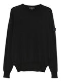 Black crew neck sweater with channel trim