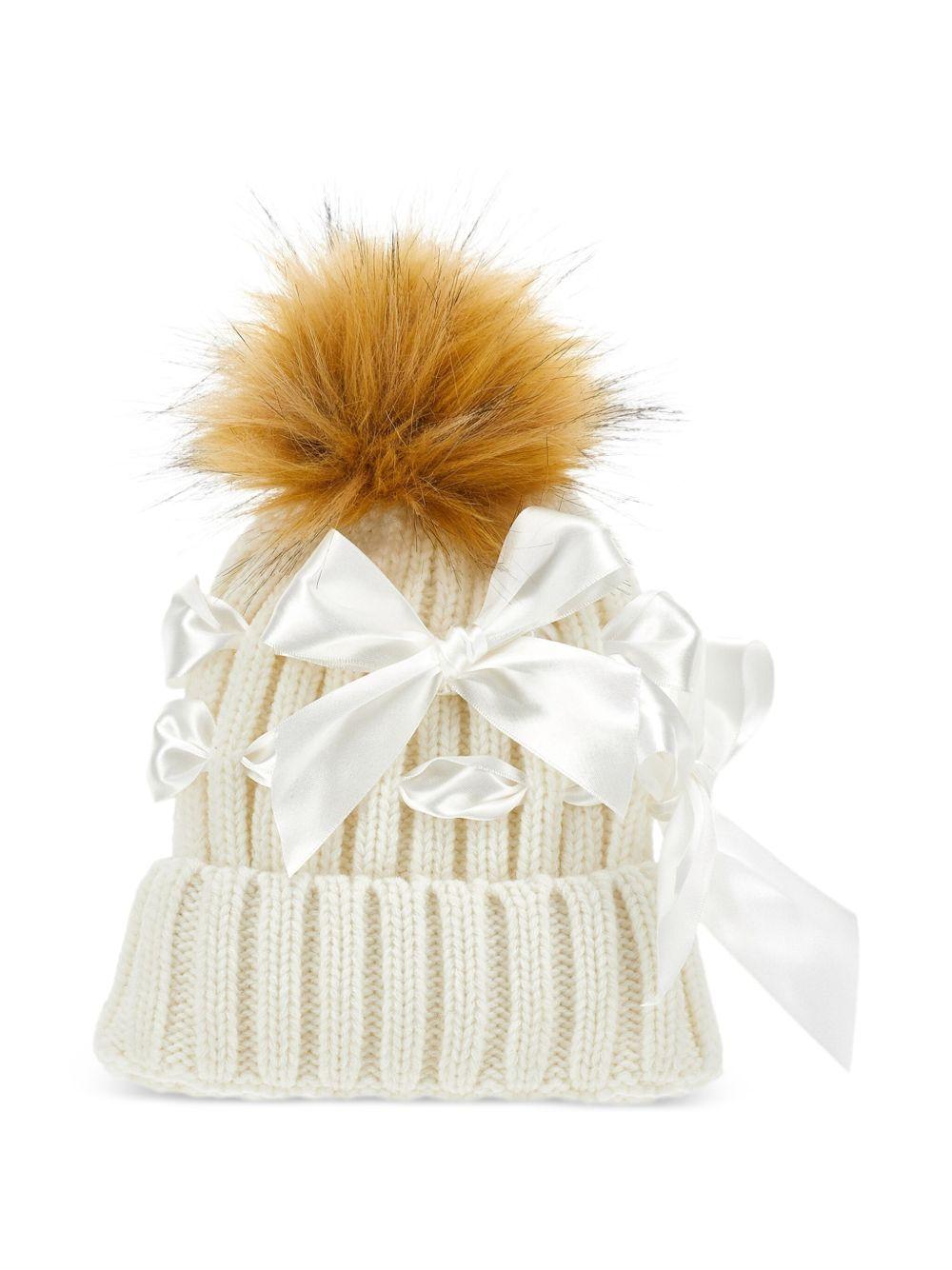 Berretto Panna a Coste con Pompon 17F0066063 0001 MONNALISA KIDS 