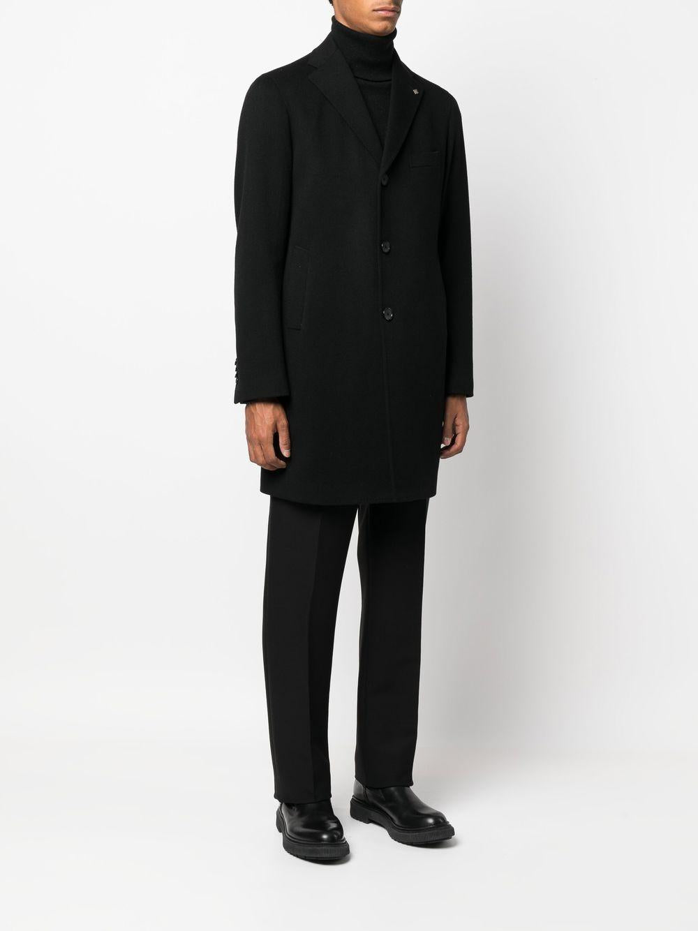 Cappotto monopetto nero lana