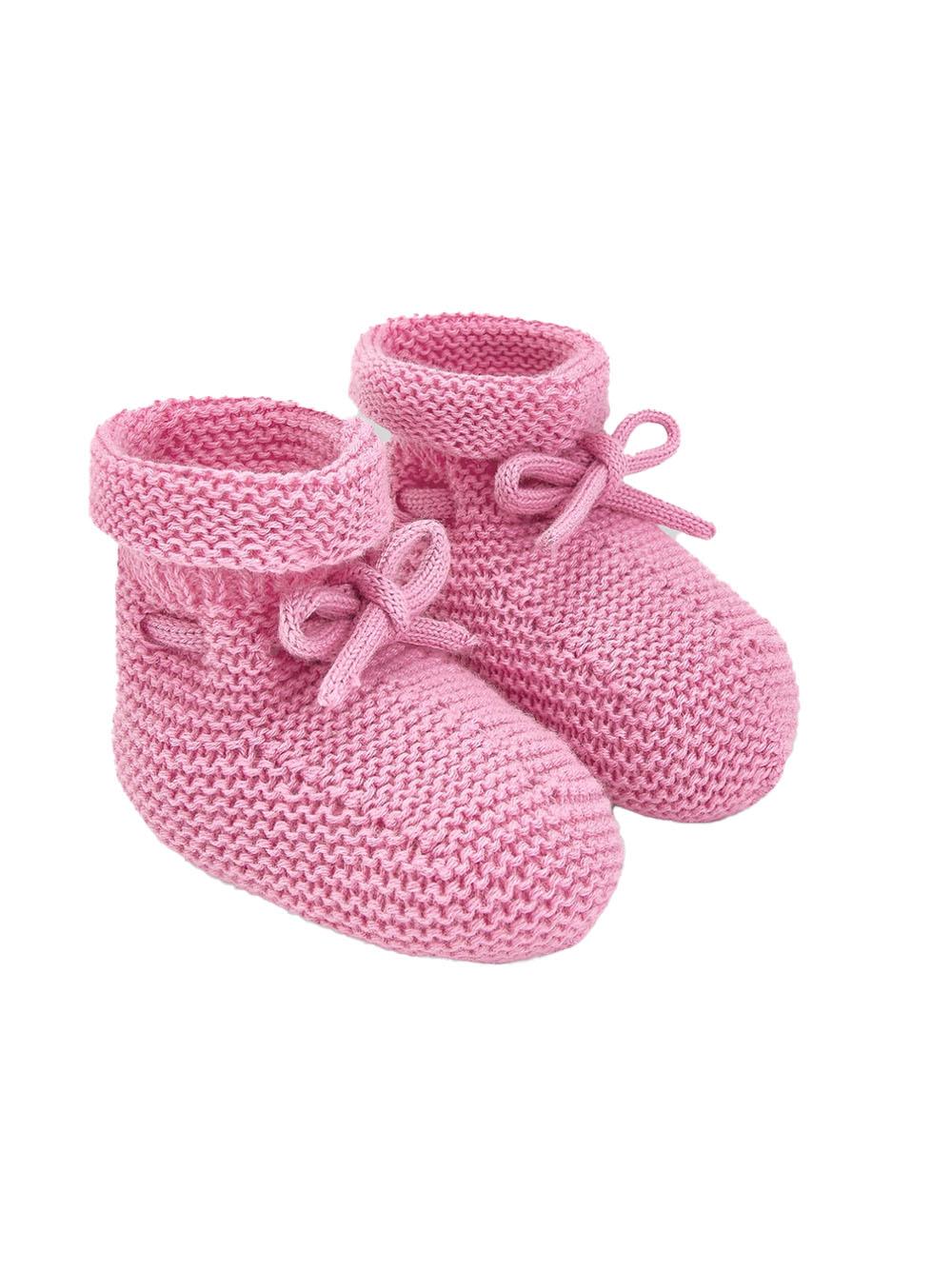 Scarpina fucsia in maglia con fiocco regolabile 01822507 37H82 PAZ RODRIGUEZ KIDS 