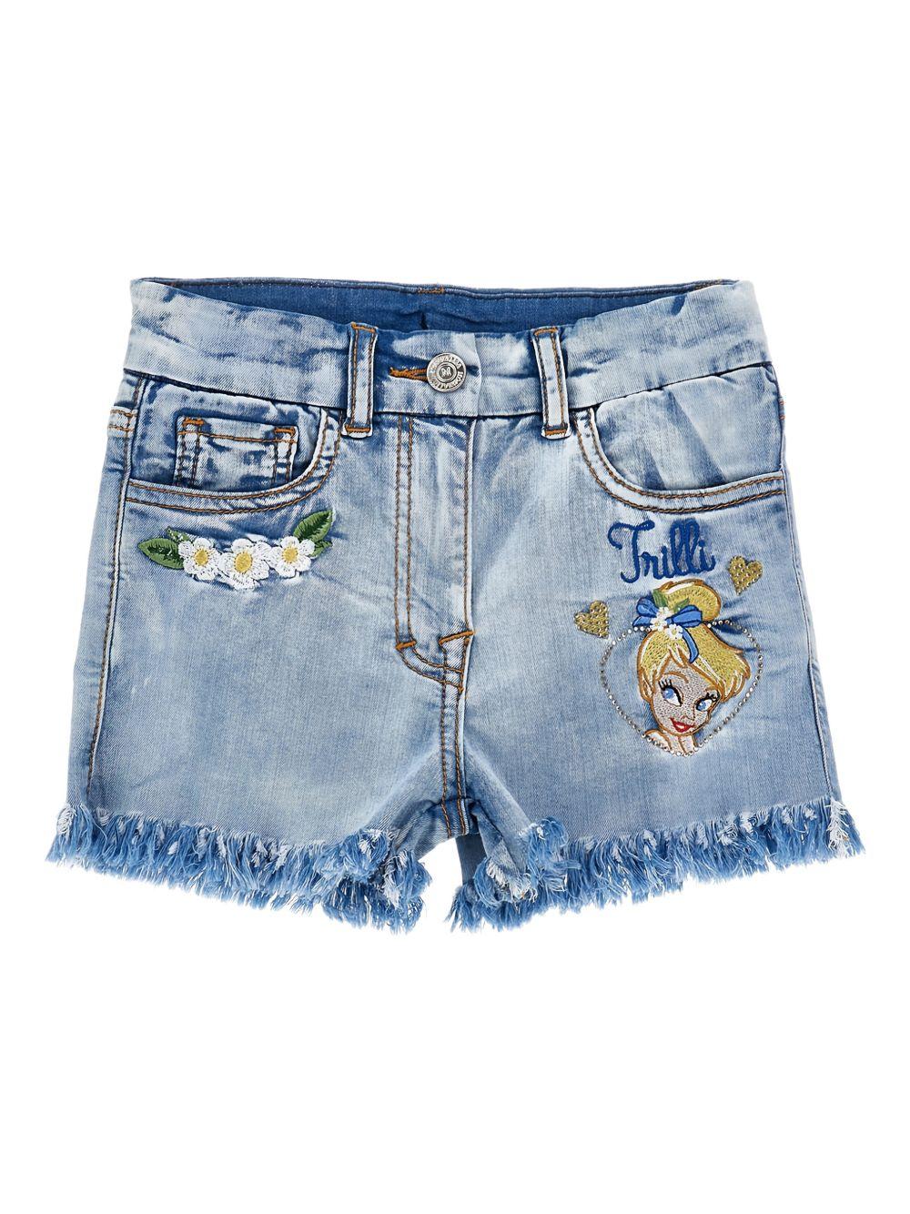 Shorts in denim con ricami floreali 19G4167013 0062 MONNALISA KIDS 