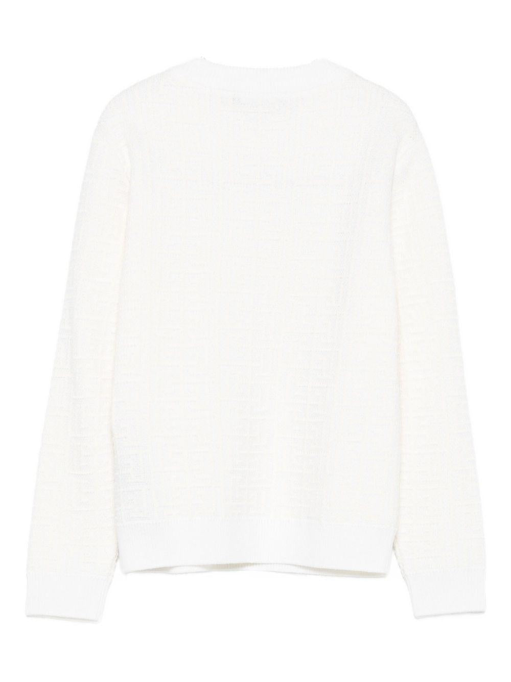 Maglione Bianco a Trama in Rilievo BX9P30W0012 100 BALMAIN KIDS 