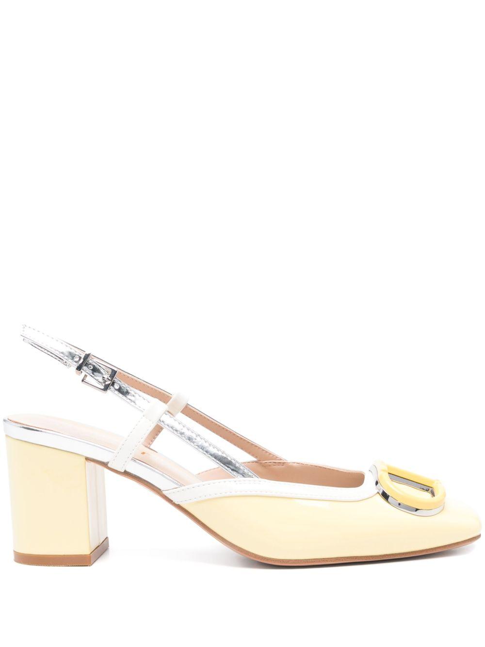Décolleté sling back in vernice vaniglia