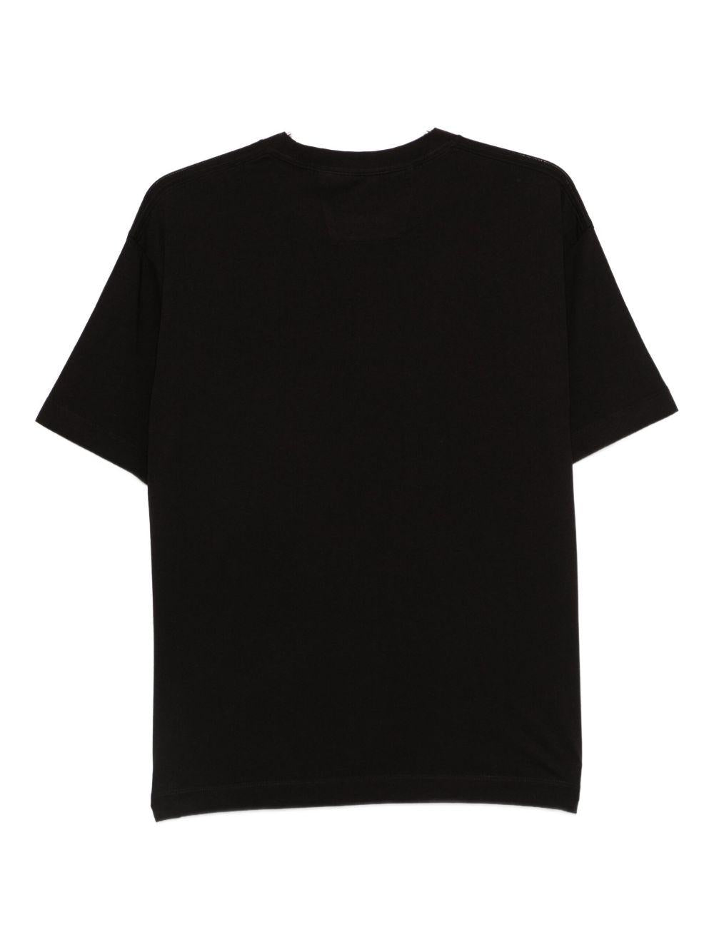 T-shirt Nera Girocollo con Logo Stampato 19CMTS092A005100W 999 CP COMPANY 