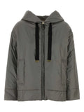 Quilted down jacket with grey hood
