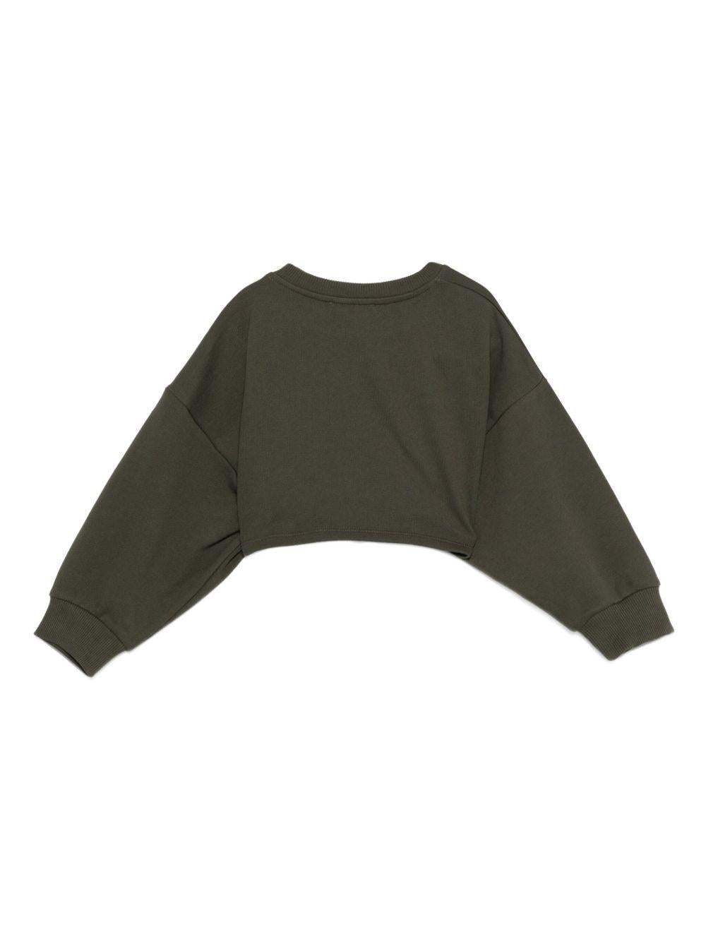 Top Verde Oliva con Stampa Logo BX4B60Z3183 762 BALMAIN KIDS 