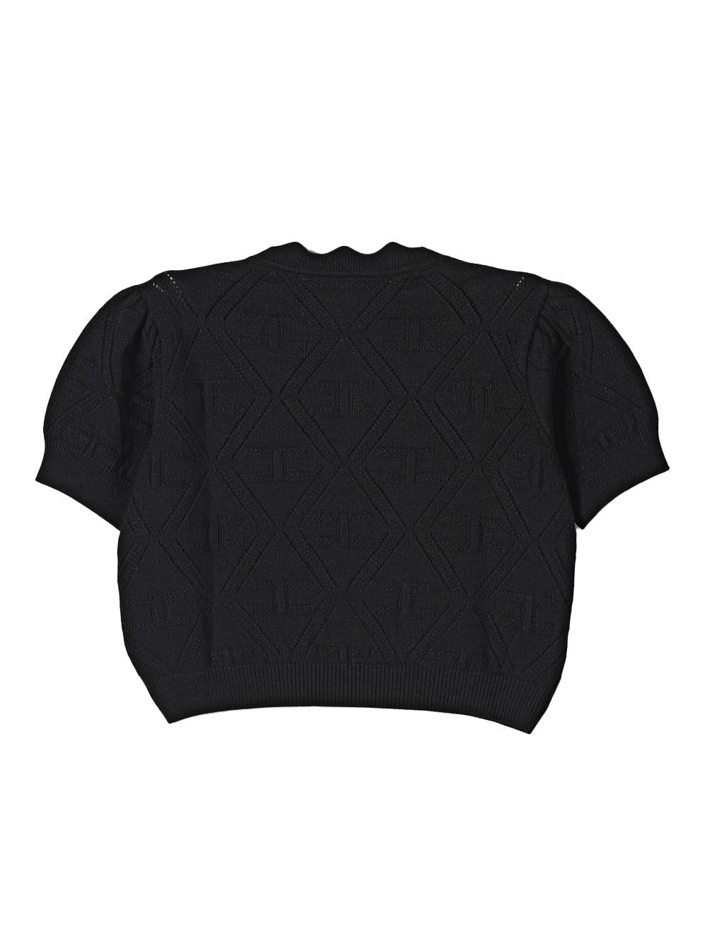 T-shirt in maglia con logo all-over EFMA159CFL060 N000 ELISABETTA FRANCHI KIDS 