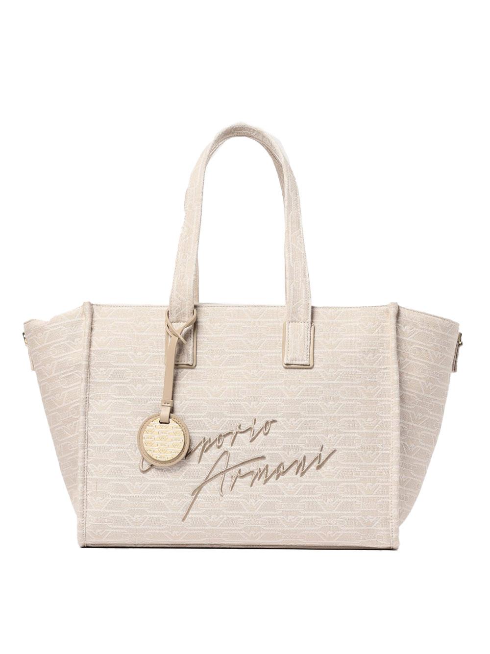 Borsa shopping  jacquard monogram all over beige