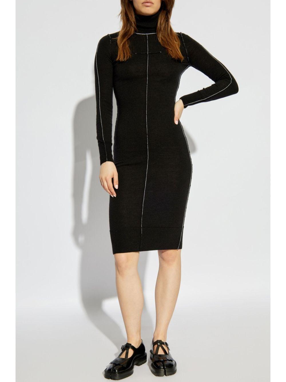 Abito midi nero cuciture a contrasto S52DG0019M13037 900 MM6 MAISON MARGIELA 