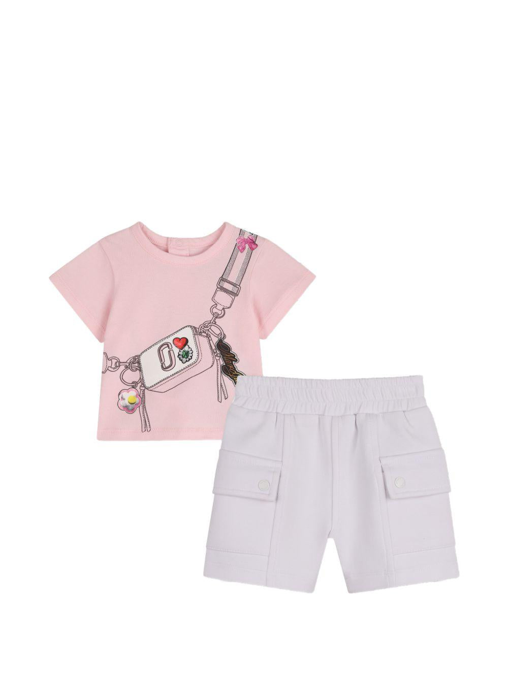 Completo t-shirt e shorts in cotone con stampa W60816 475 MARC JACOBS KIDS 