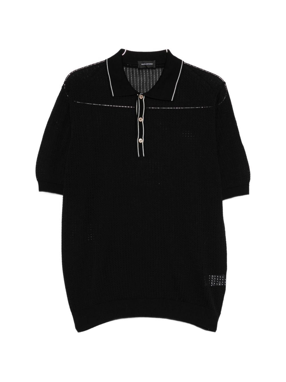 Polo in cotone con ricami traforati HILLPWE2609 NERO TAGLIATORE 