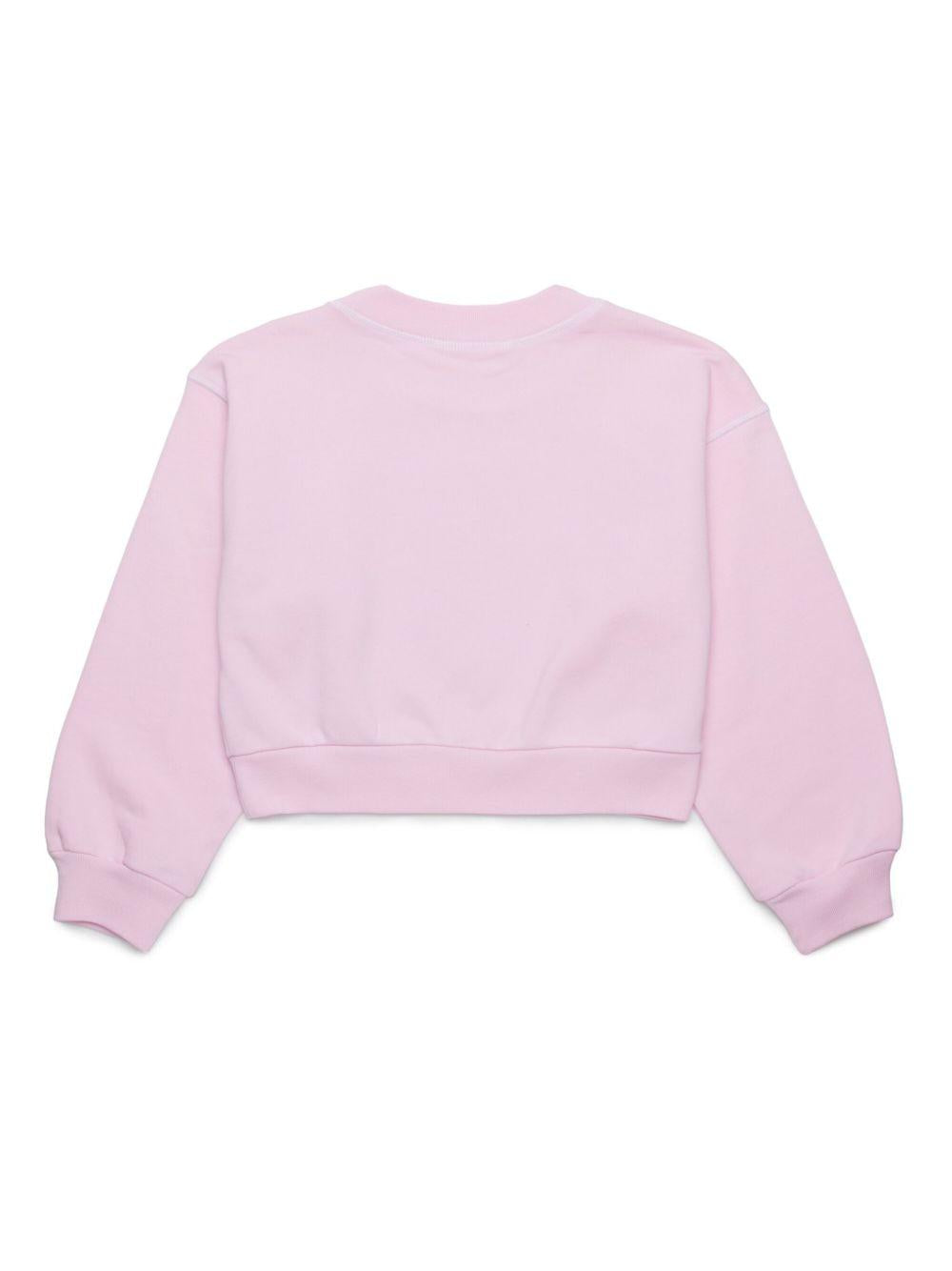 Felpa rosa crop mini logo petto