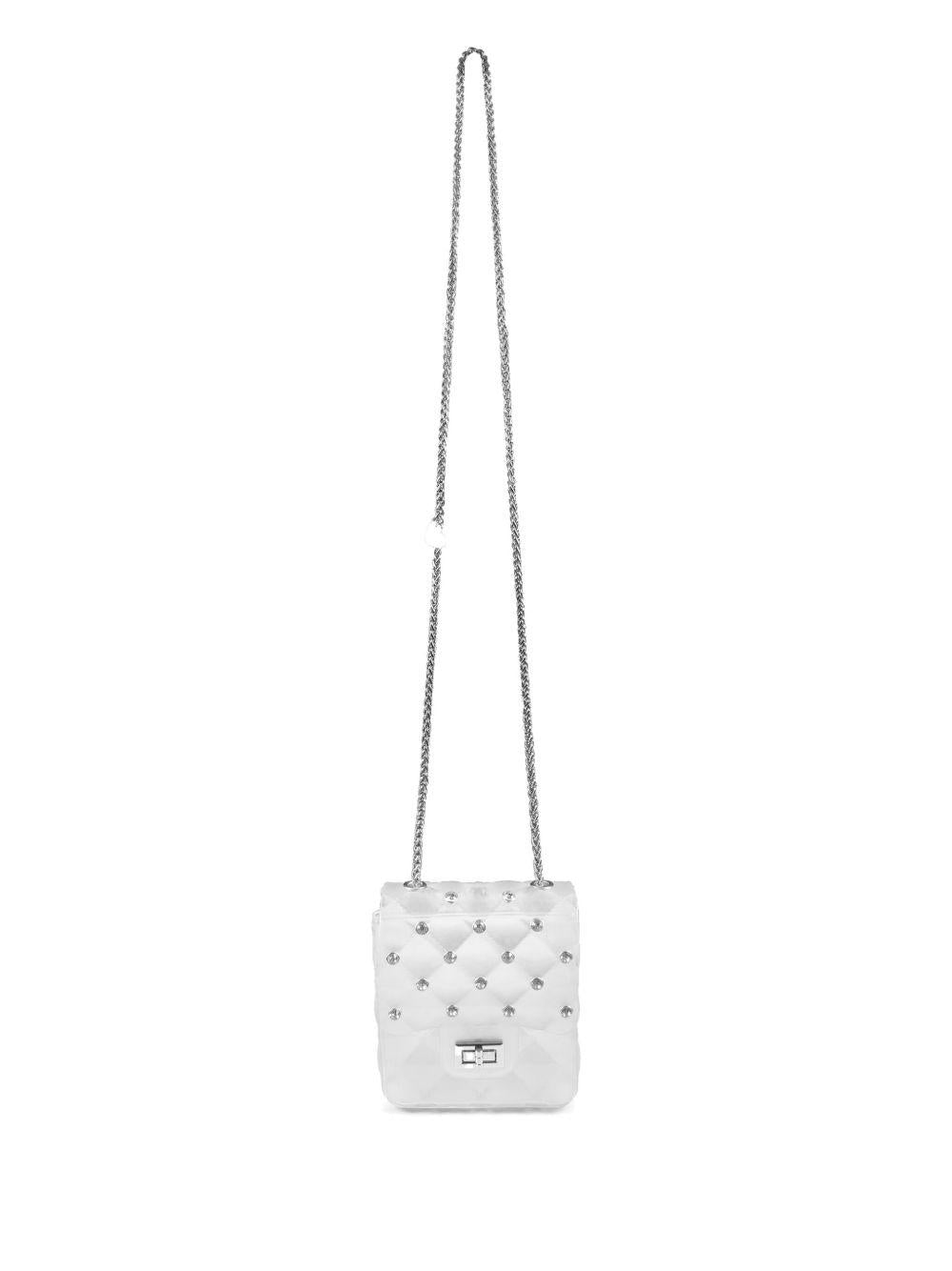 Borsa bianca a tracolla con strass