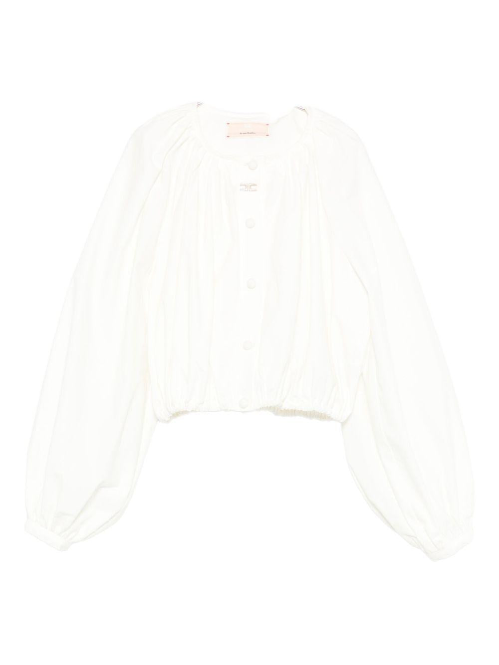 Blusa panna con logo ricamato EFCA275CA235 0000 ELISABETTA FRANCHI KIDS 