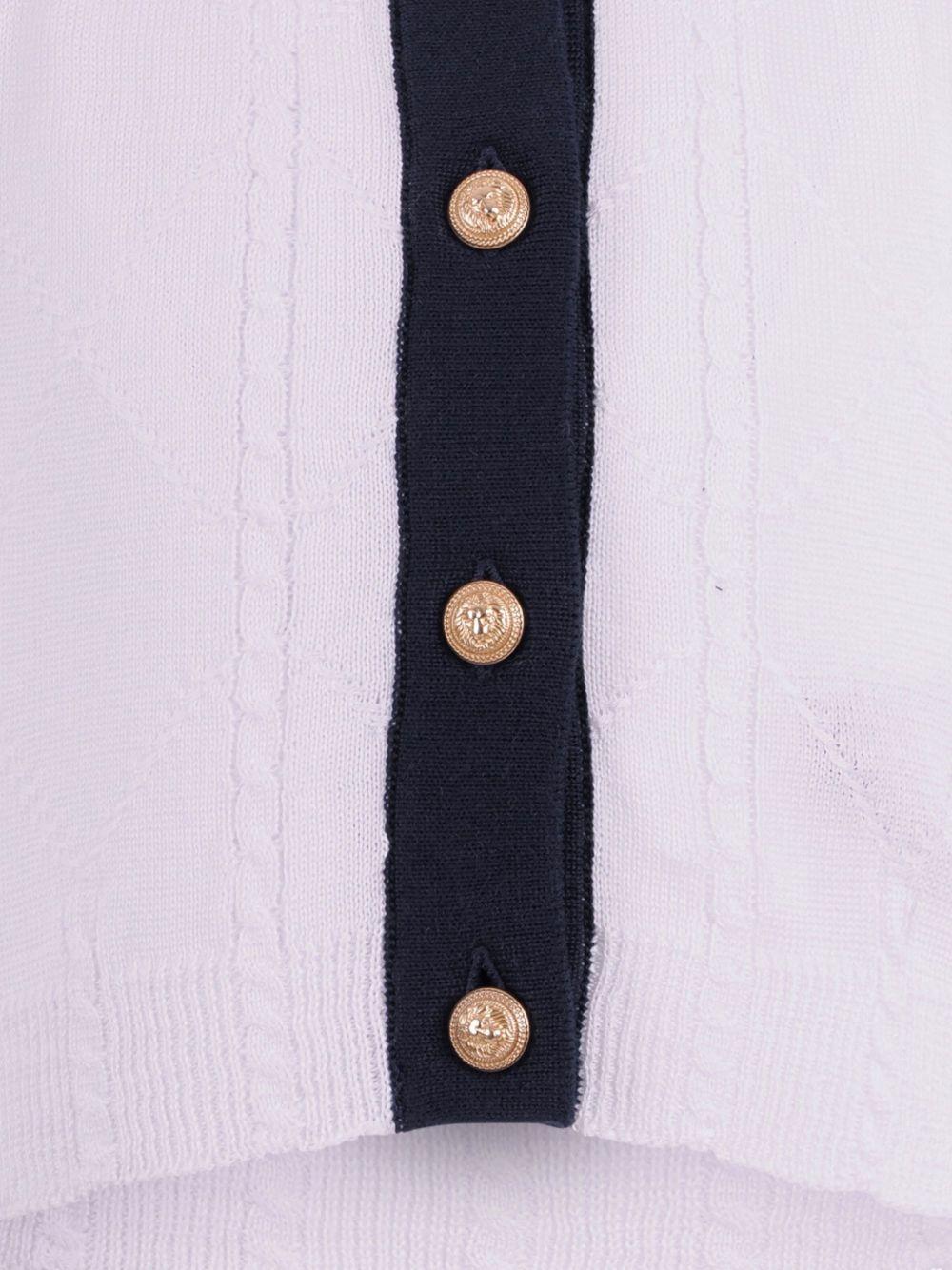Cardigan con bottoni dorati e profili a contrasto BY9A32X0018 100BL BALMAIN KIDS 