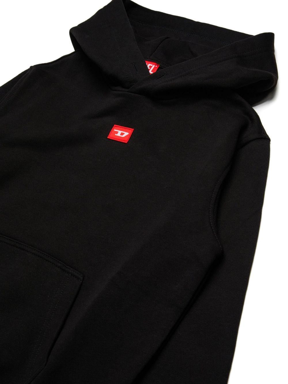 Felpa Nera con Cappuccio e Logo J025020GEAD K900 DIESEL KIDS 
