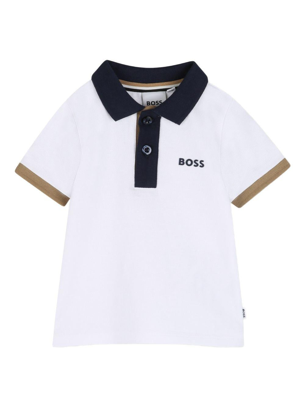 Polo in cotone con colletto a contrasto J52878 10P BOSS KIDSWEAR 