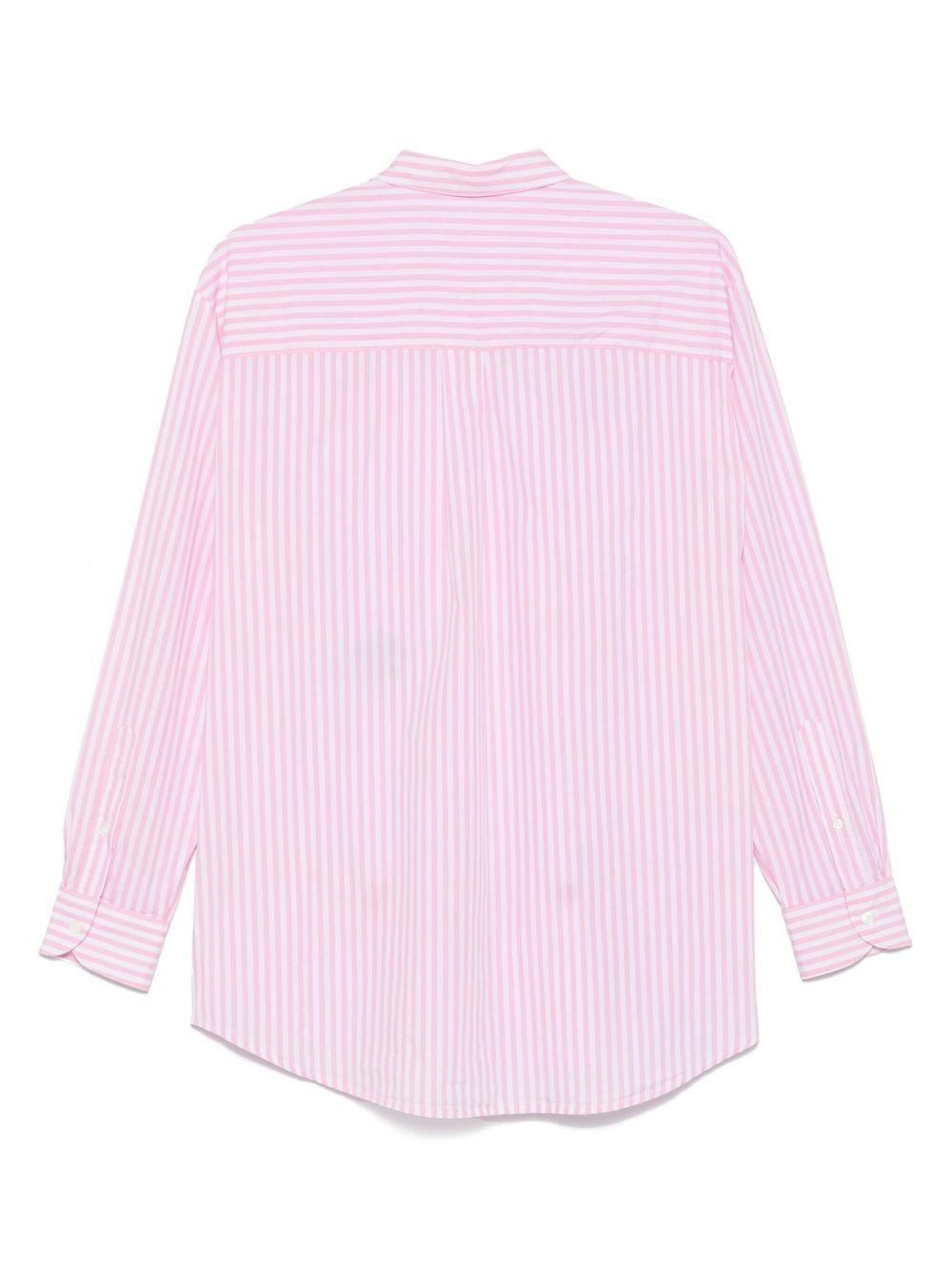 Camicia brigitte fantasia a righe e ricami