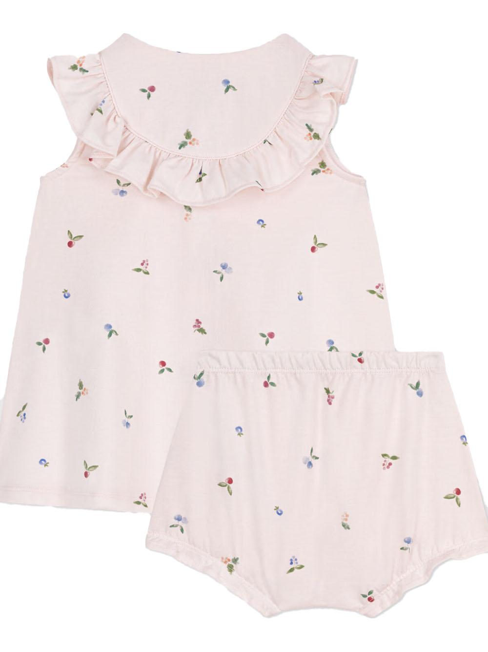 Completo rosa con ricami floreali (2pz)