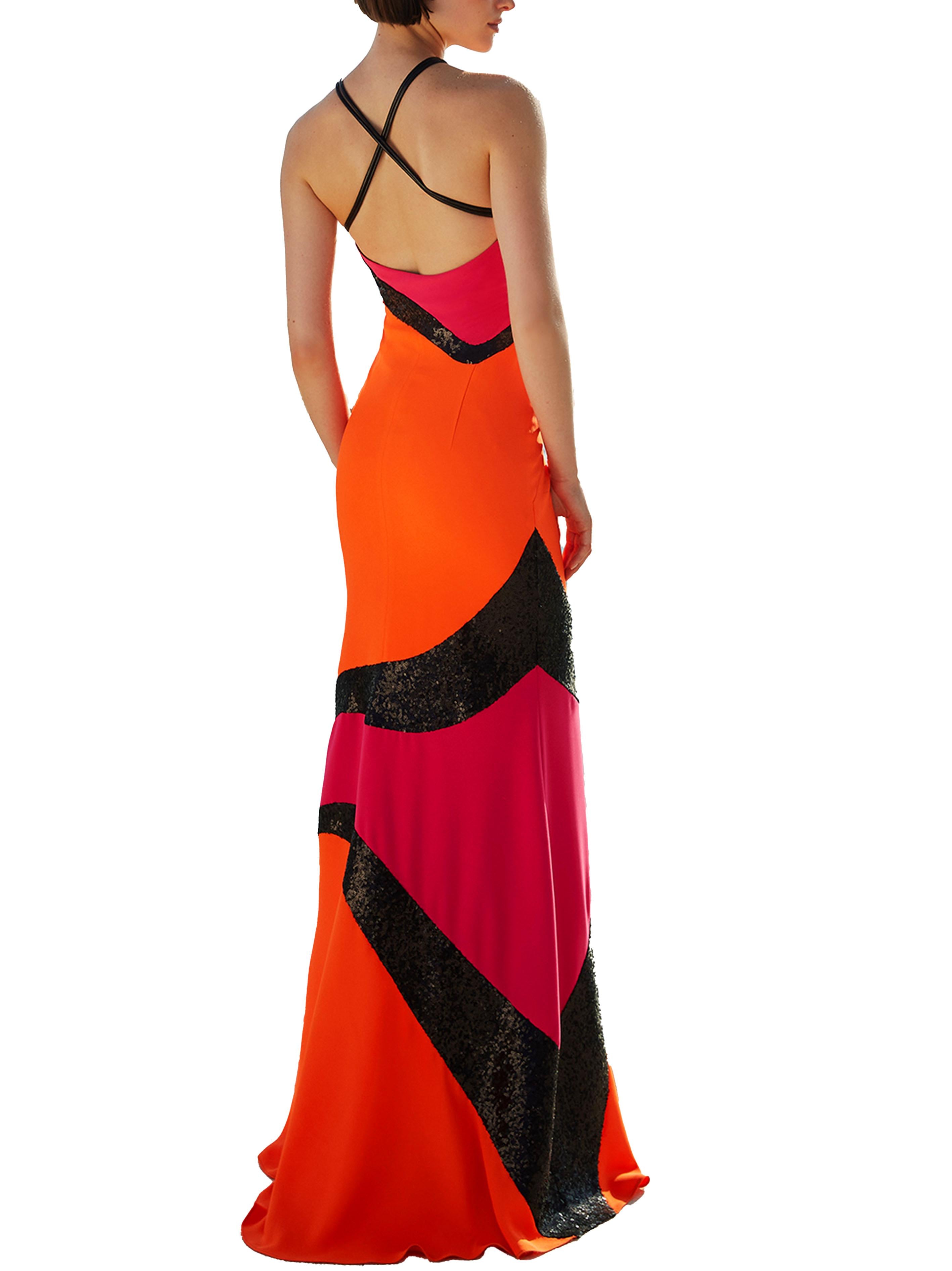 Abito lungo arancione/ fucsia <BR/> 5000 MULTICOLOR MAESTRI 
