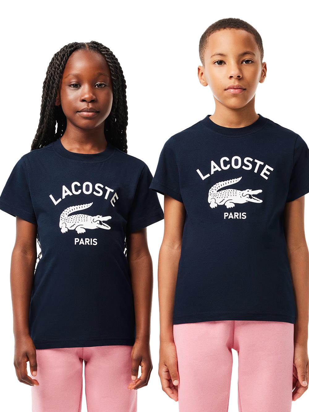 T-shirt blu stampa frontale logo TJ3003 166 LACOSTE KIDS 