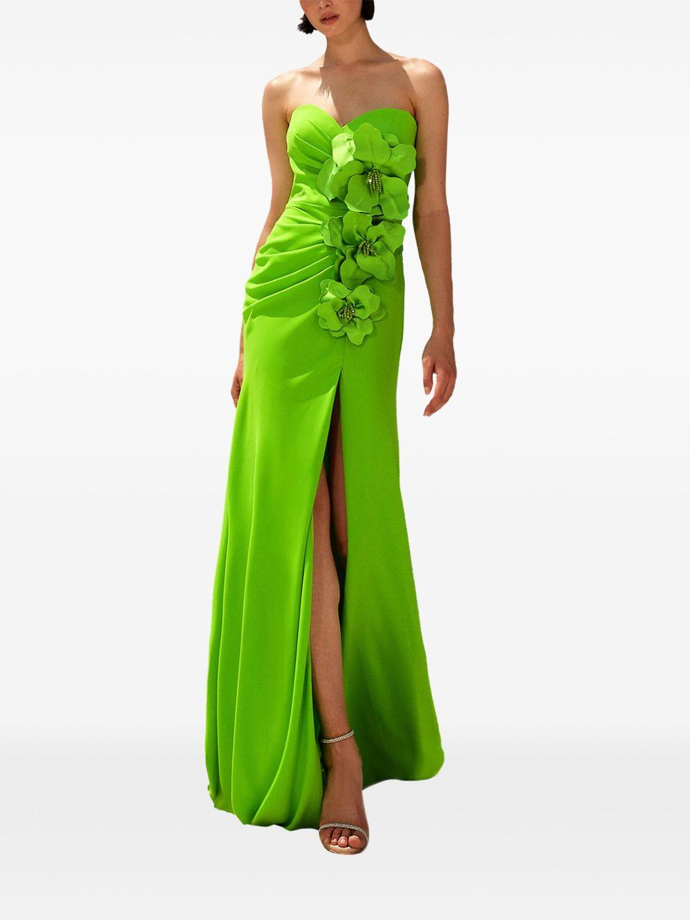 Abito verde fiori decoro<BR/> 5026 LIME MAESTRI 