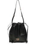 Love Birds Leather Drawstring Shoulder Bag