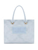 Tote piccola in rafia jacquard celeste