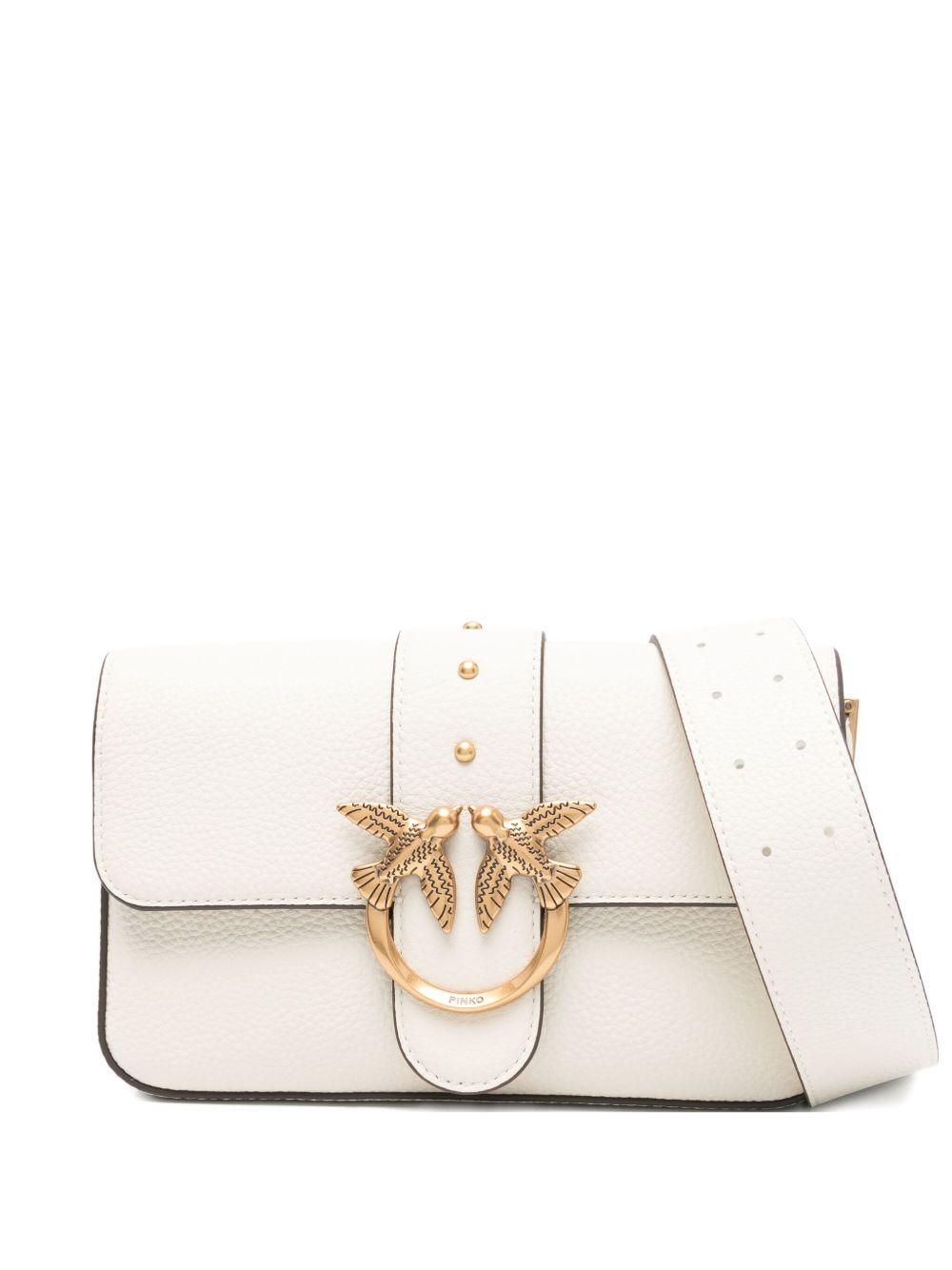 Borsa bianca con chiusura Love-Bird e borchie 104340A2OX Z14Q PINKO 