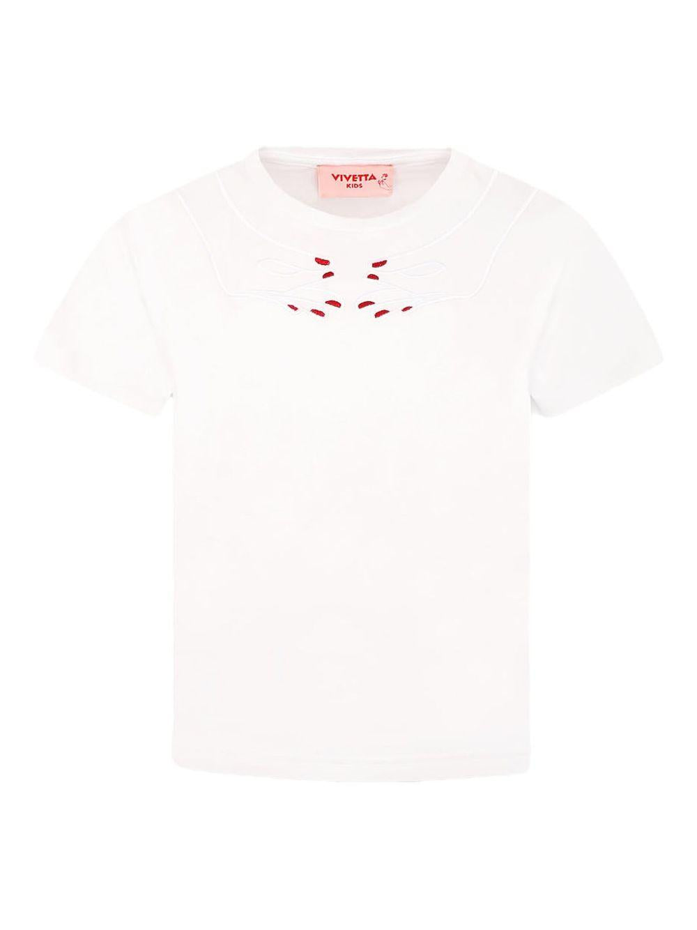 T-shirt bianca con ricamo mani VE2504 B VIVETTA KIDS 