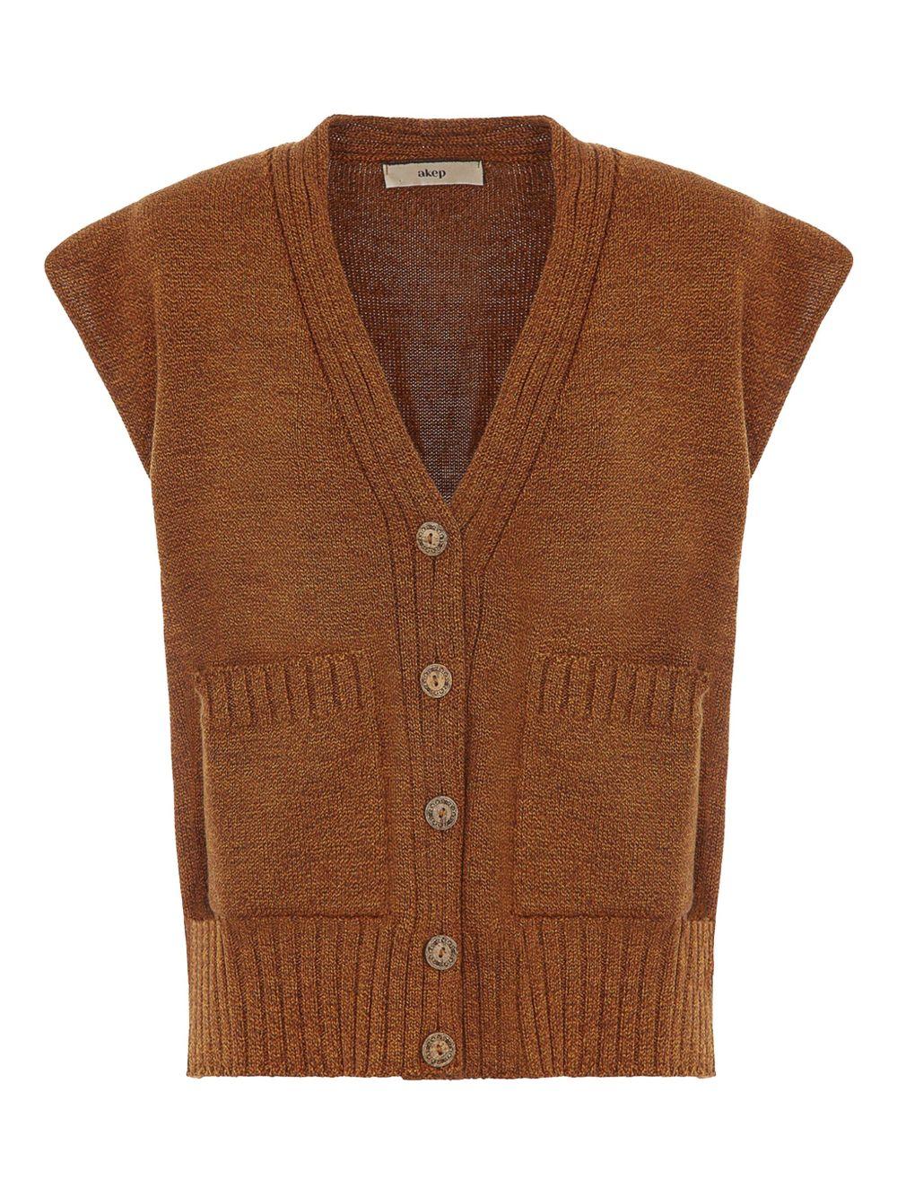 Gilet con spalle scese moro GLKD03036 V5 AKEP 