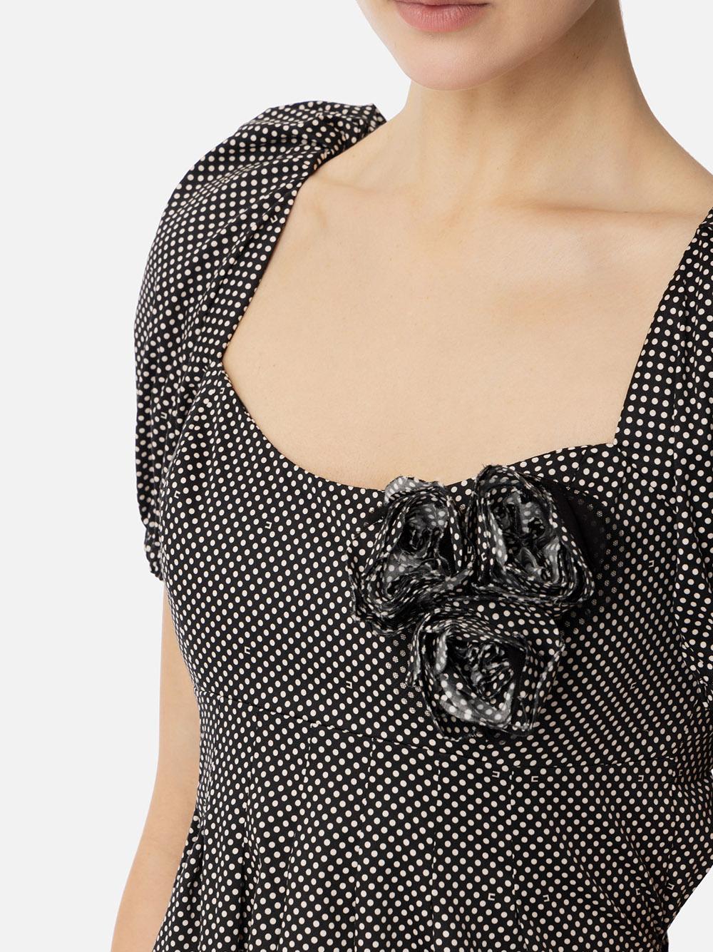 Abito in cotone con stampa pois e rose ricamate AB77652E2 685 ELISABETTA FRANCHI 