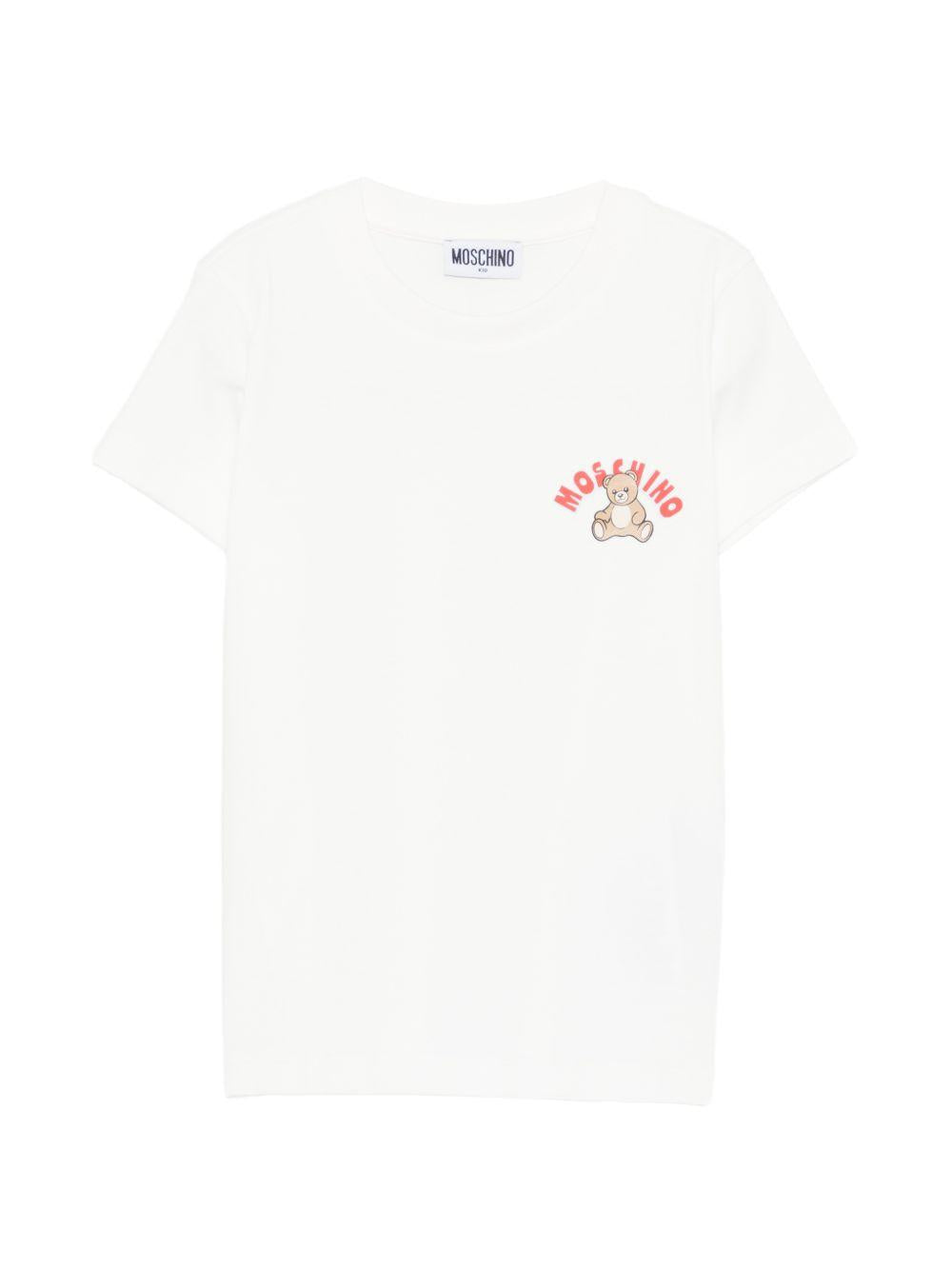 T-shirt con stampa orsetto HWM058LAA01 10063 MOSCHINO KIDS 