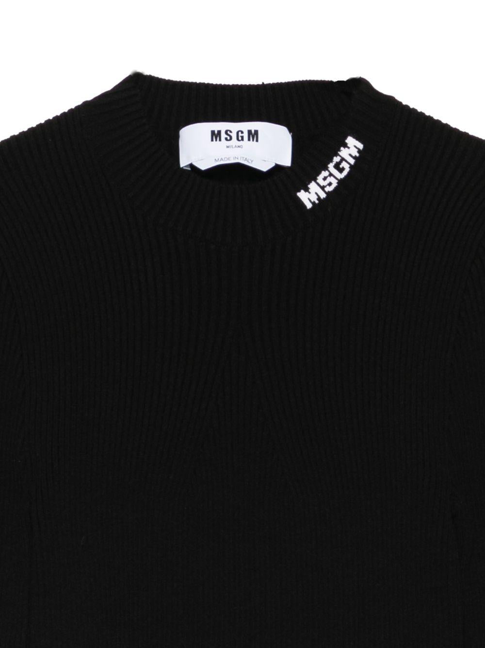Maglione nero a coste con logo 3941MDM217257784 99 MSGM 