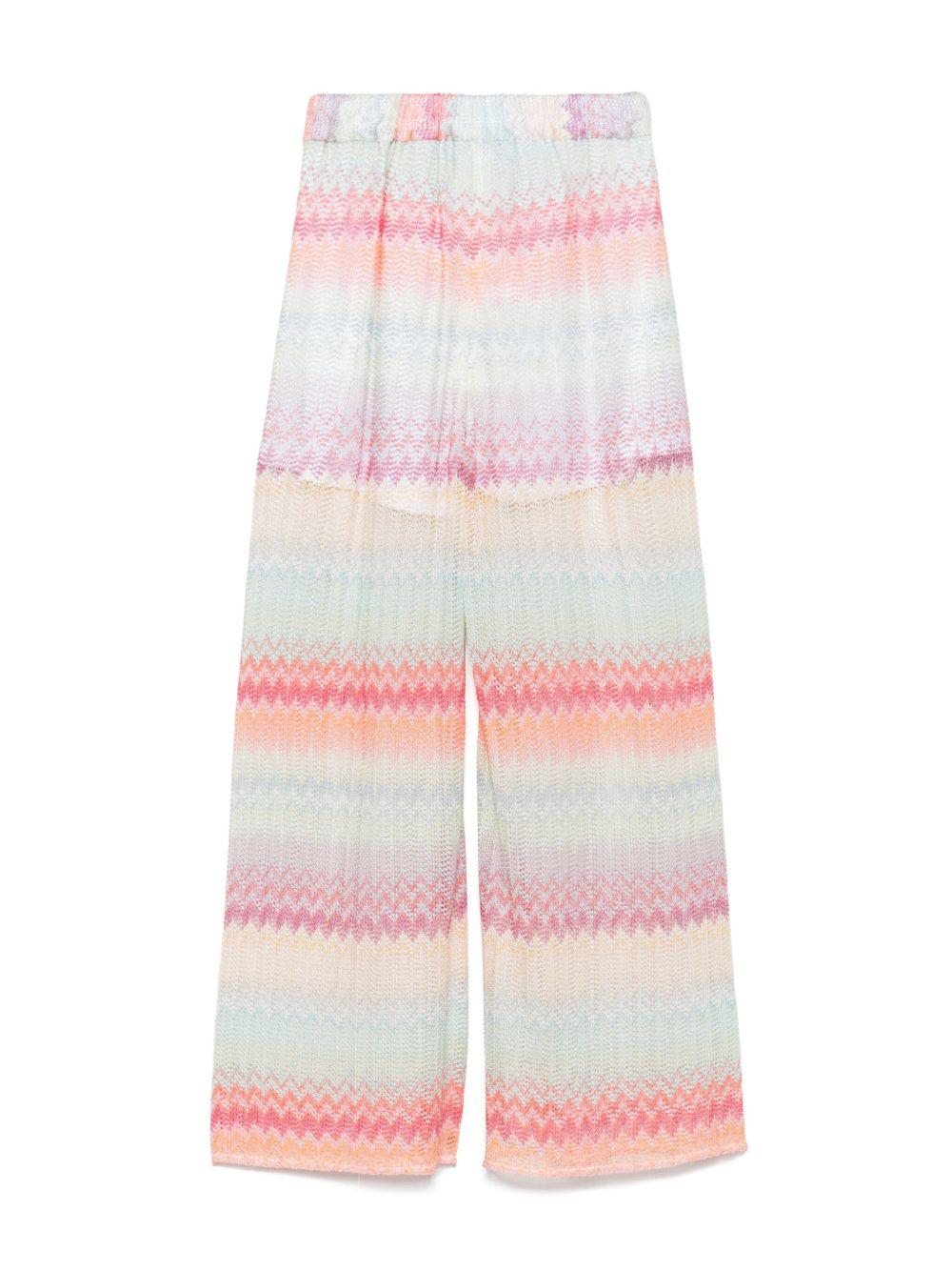 Pantalone verde acqua multicolor fantasia chevron MW6B90Q0077 700FU MISSONI KIDS 