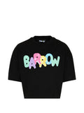 T-shirt cropped in cotone con paillettes