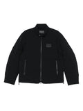 Black jacket with logo and zip closure