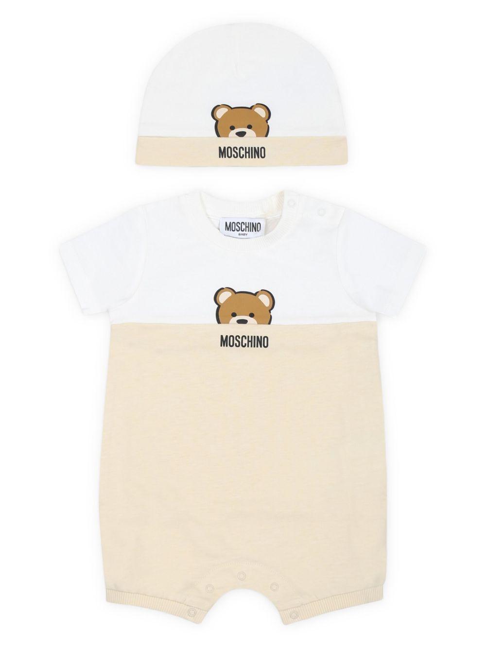Set neonato beige e bianco mini teddy (2pz)