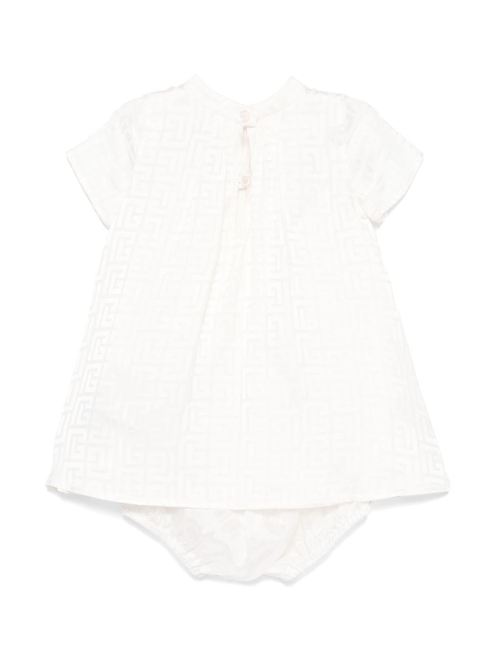 Abito avorio logo monogram all-over BW1141S0192 102 BALMAIN KIDS 