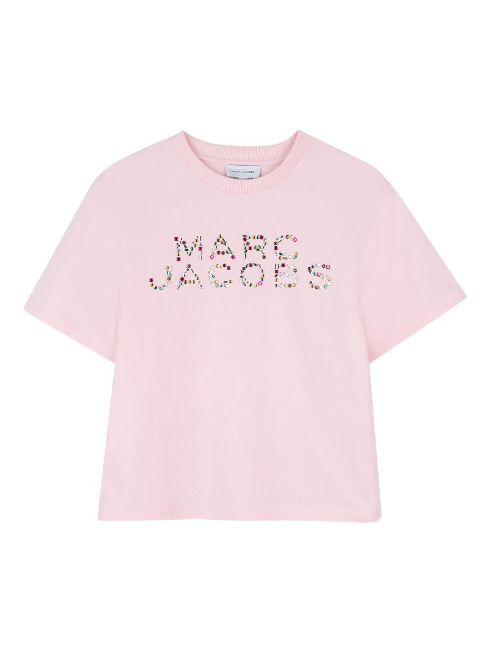T-shirt in cotone con logo decorato W60746 475 MARC JACOBS KIDS 