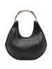 Borsa mezzaluna in pelle bottolata nera