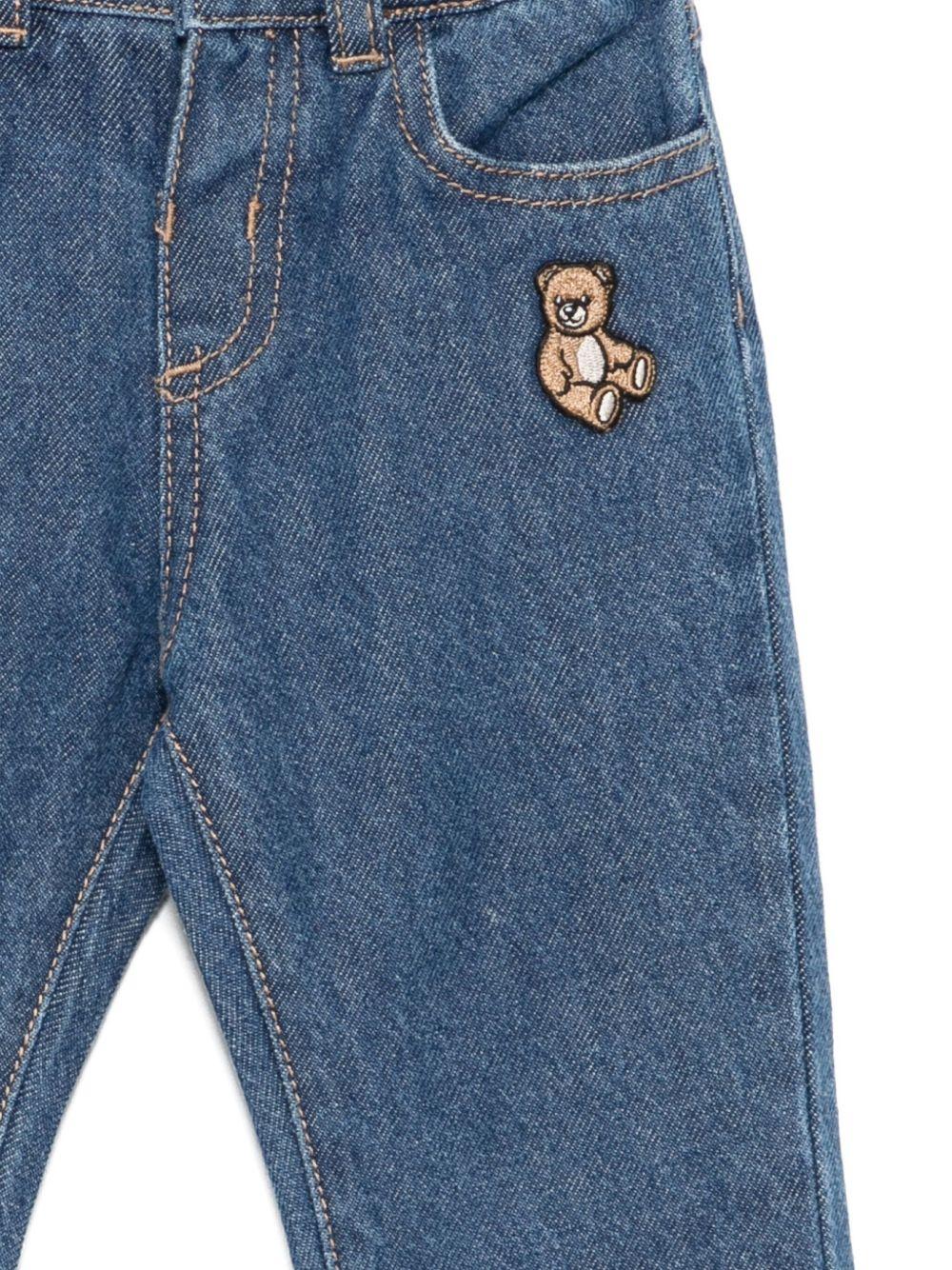Jeans Blu con Ricamo Orsetto MMP04ZL0E29 40335 MOSCHINO KIDS 