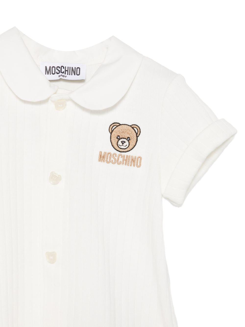 Tutina in cotone con colletto MUY08YLAA55 10063 MOSCHINO KIDS 