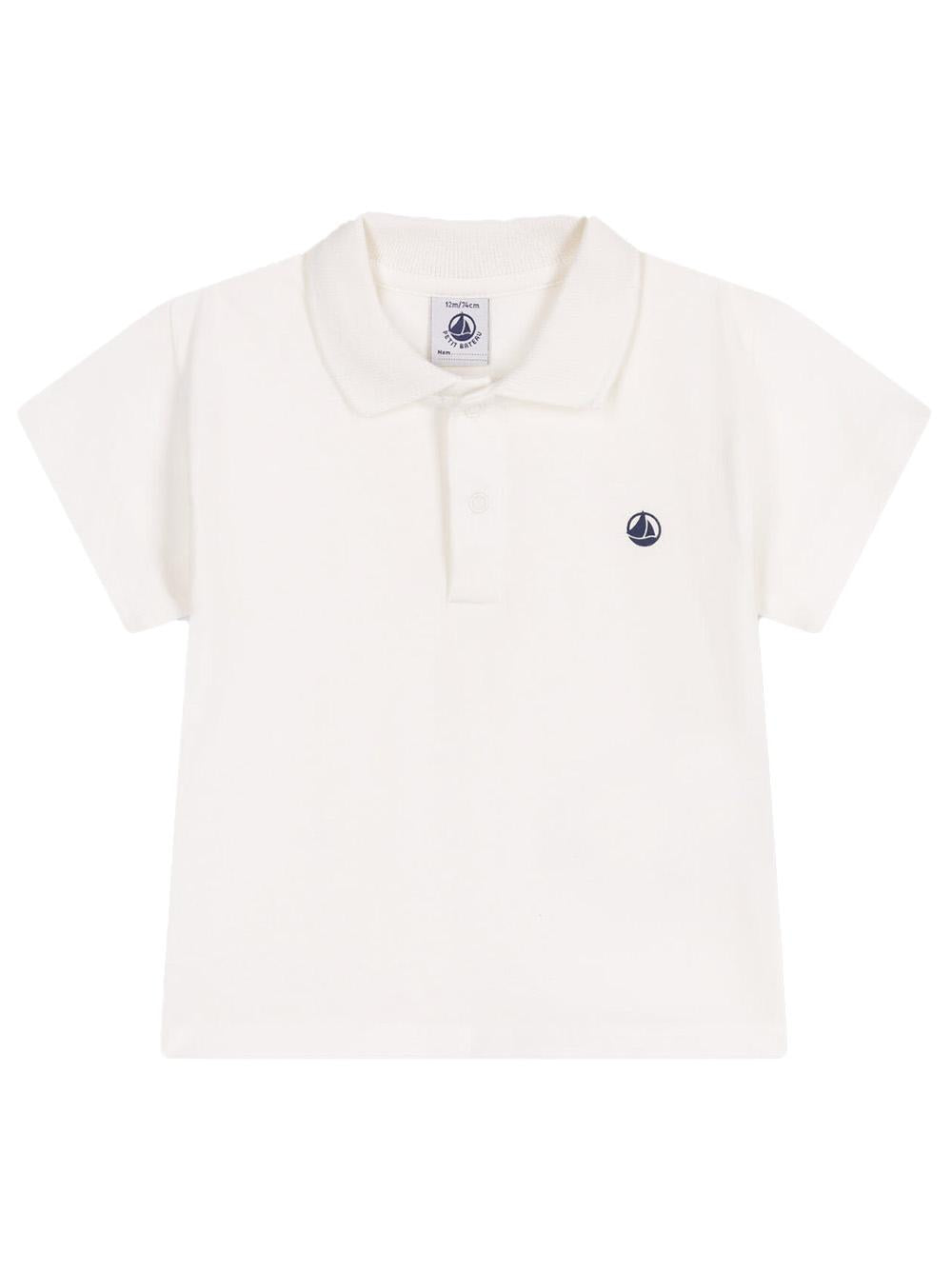Polo bianca mini logo petto A0CZ4 01 PETIT BATEAU KIDS 