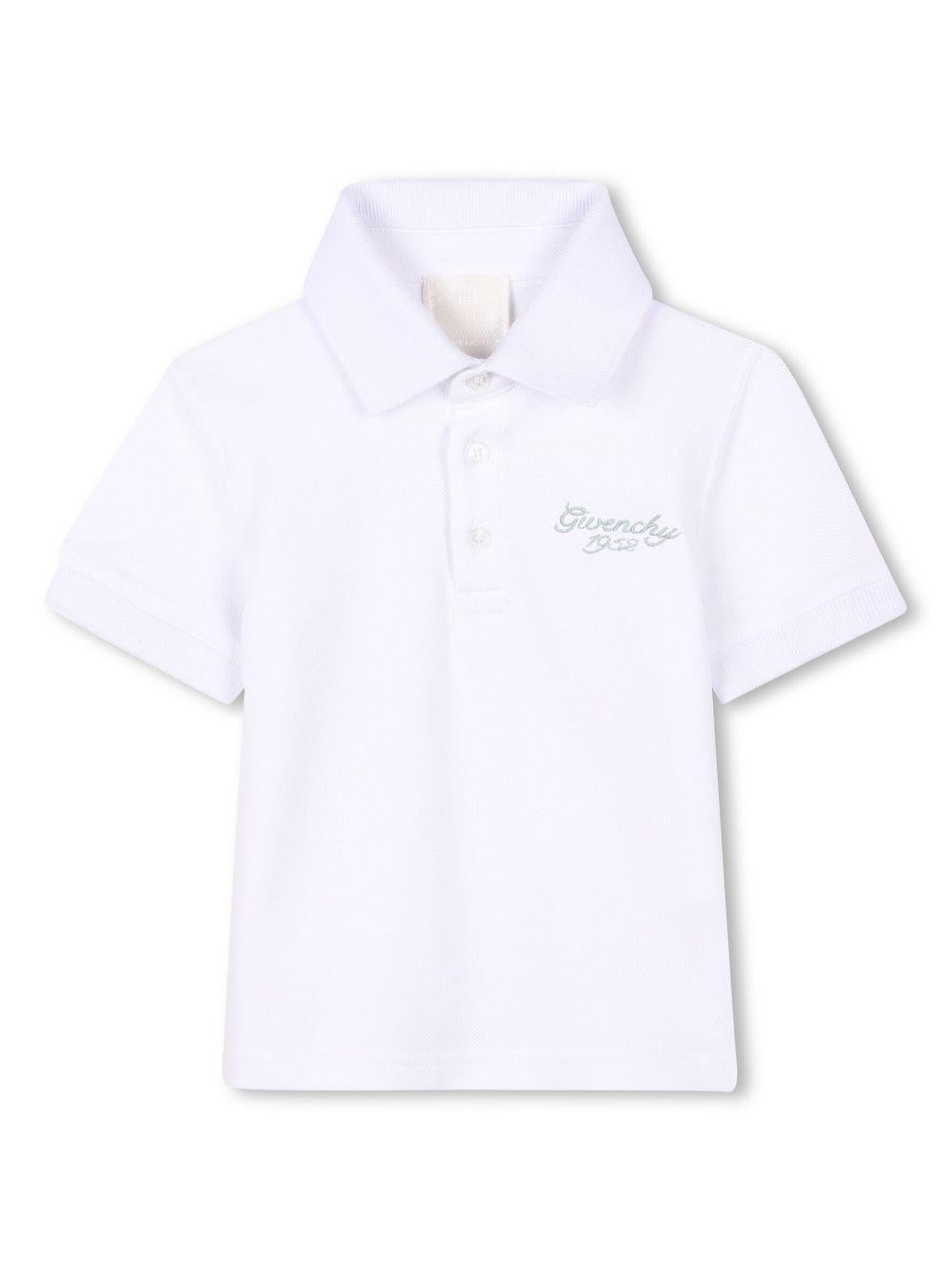 Polo bianca logo ricamo neonata