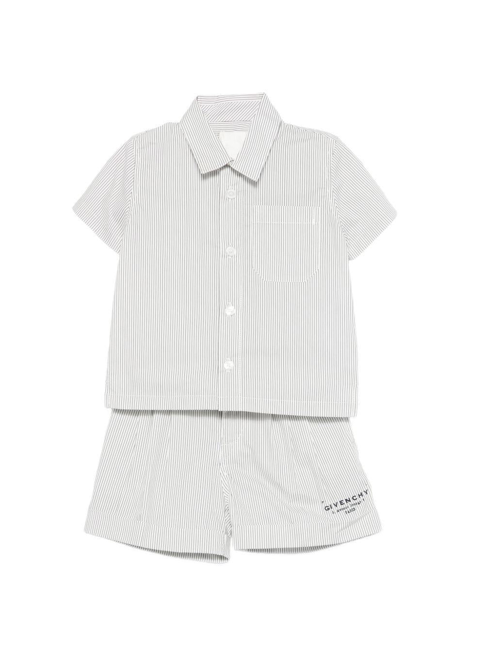 Completo camicia e bermuda in cotone a righe H31189 N78 GIVENCHY KIDS 