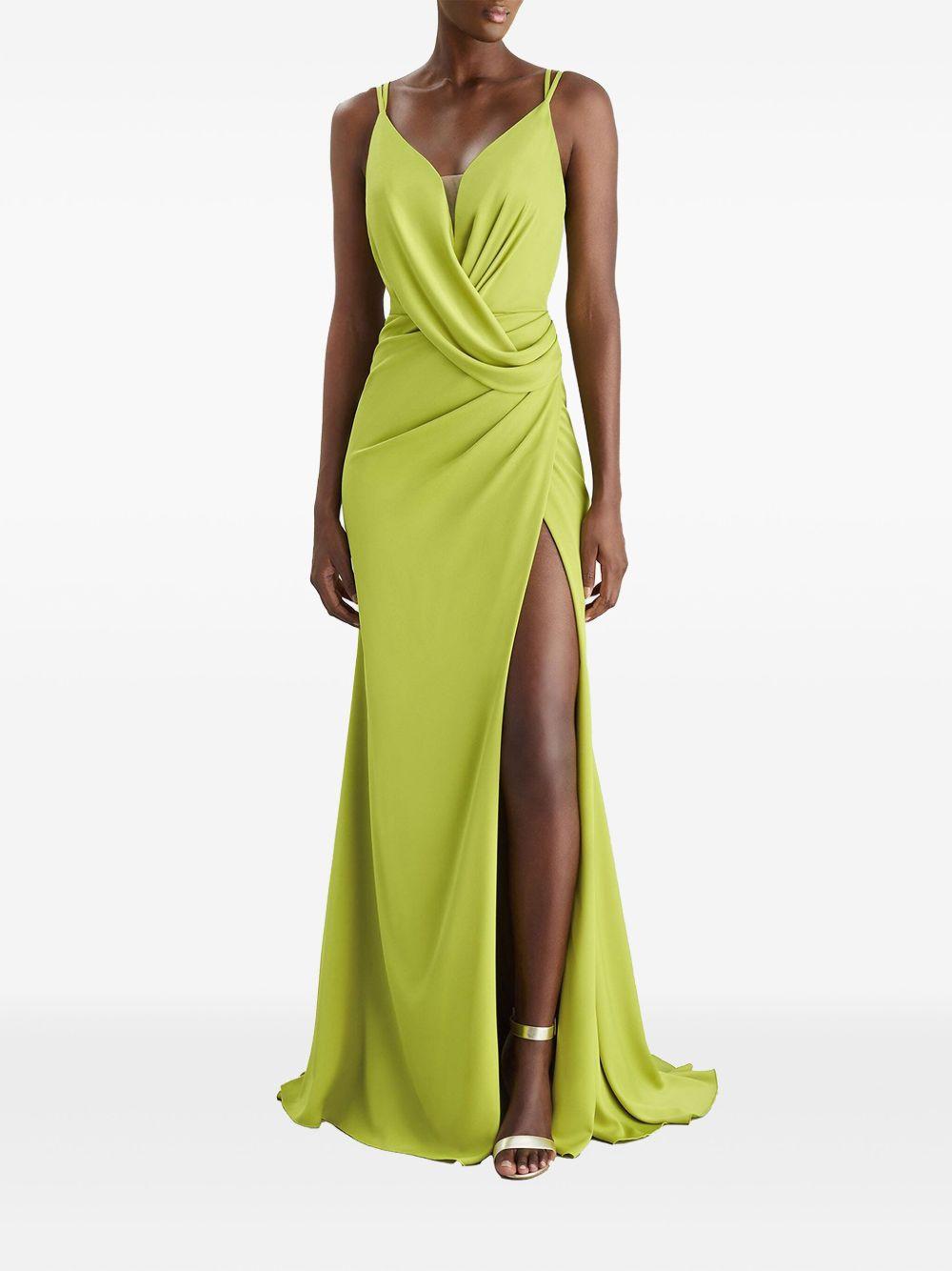 Abito Drape 2302 verde lime raso PE223AP2 499 PRONOVIAS PARTY EDIT 