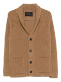 Cognac cardigan with shawl neckline