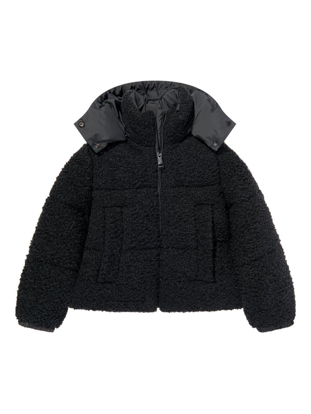 Giacca nera trapuntata con cappuccio K29541A0009389B68 999 MONCLER KIDS 